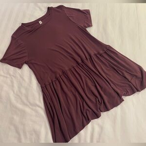 Maroon/Wine knit top 
Size Medium. Long gathered bottom.